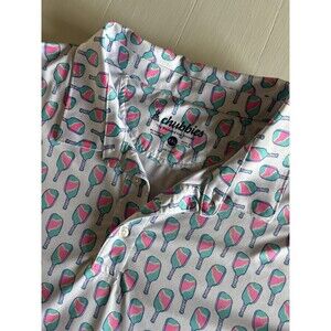 Chubbies Polo Shirt Mens 2XL White Pink Performance Pickleball Pattern